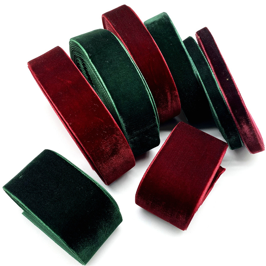 

2pcs Single Sided Velvet Ribbon Christmas Ribbon Jewelry Display Packaging Flower Gift Packaging Bow DIY Party Decoration