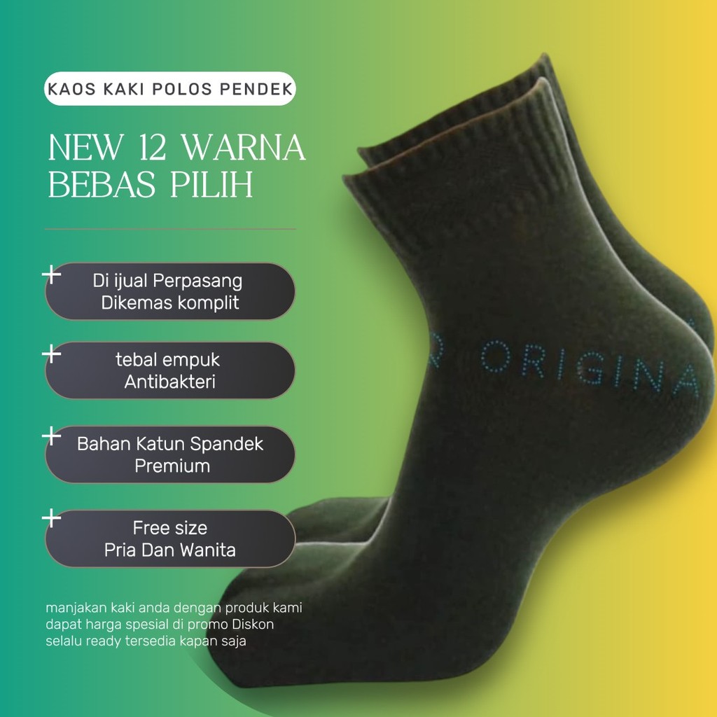 Kaos Kaki Olahraga Hijau Army - Kaos Kaki Sport Tebal Pria Dan Wanita Dewasa
