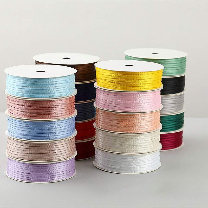 

2MM Thin Ribbon Balloon 1 Volume Colorful Rope Ribbon Double-Sided Ribbon Decoration DIY Packaging Hair Accessories Wholesale