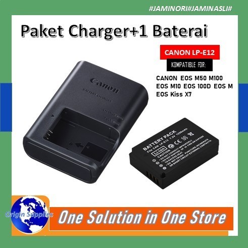 Paket Charger Baterai Canon EOS M50 M100 EOS M10 EOS M EOS Kiss LP-E12