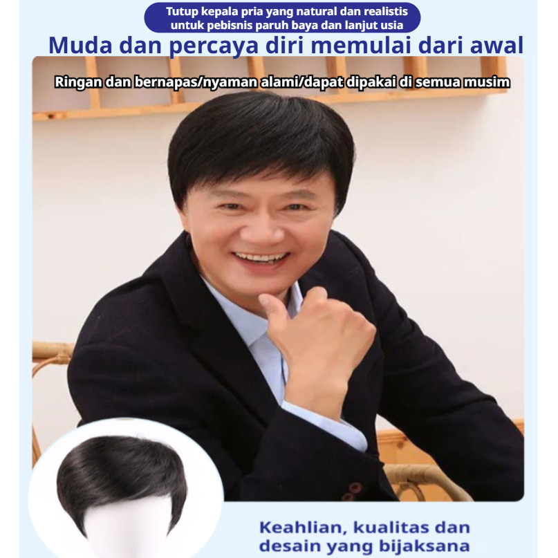 Kirim dalam 24 jam/Wig Rambut Pria Black /Wig Pendek/Pria Rambut Asli Rambut Pendek Wig Middle-Aged 