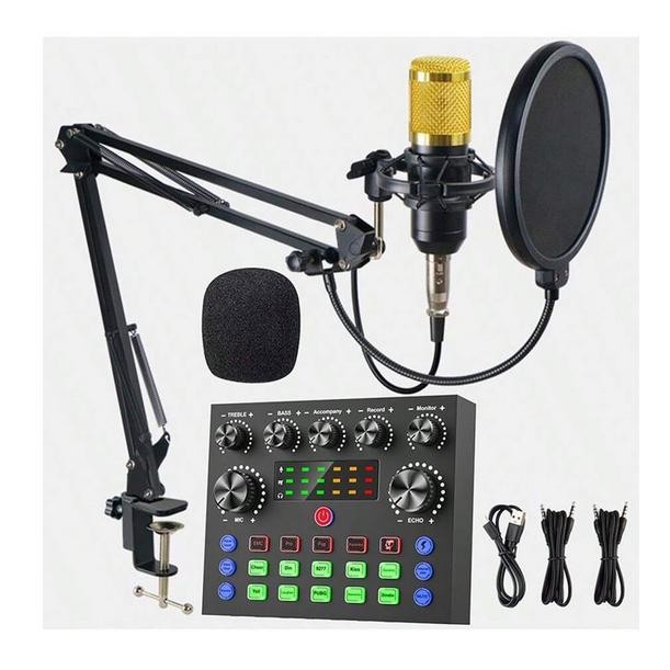 NOIR MIC Profesional BM800 + V8S Soundcard Live Microphone suara kartu Set lengkap peralatan