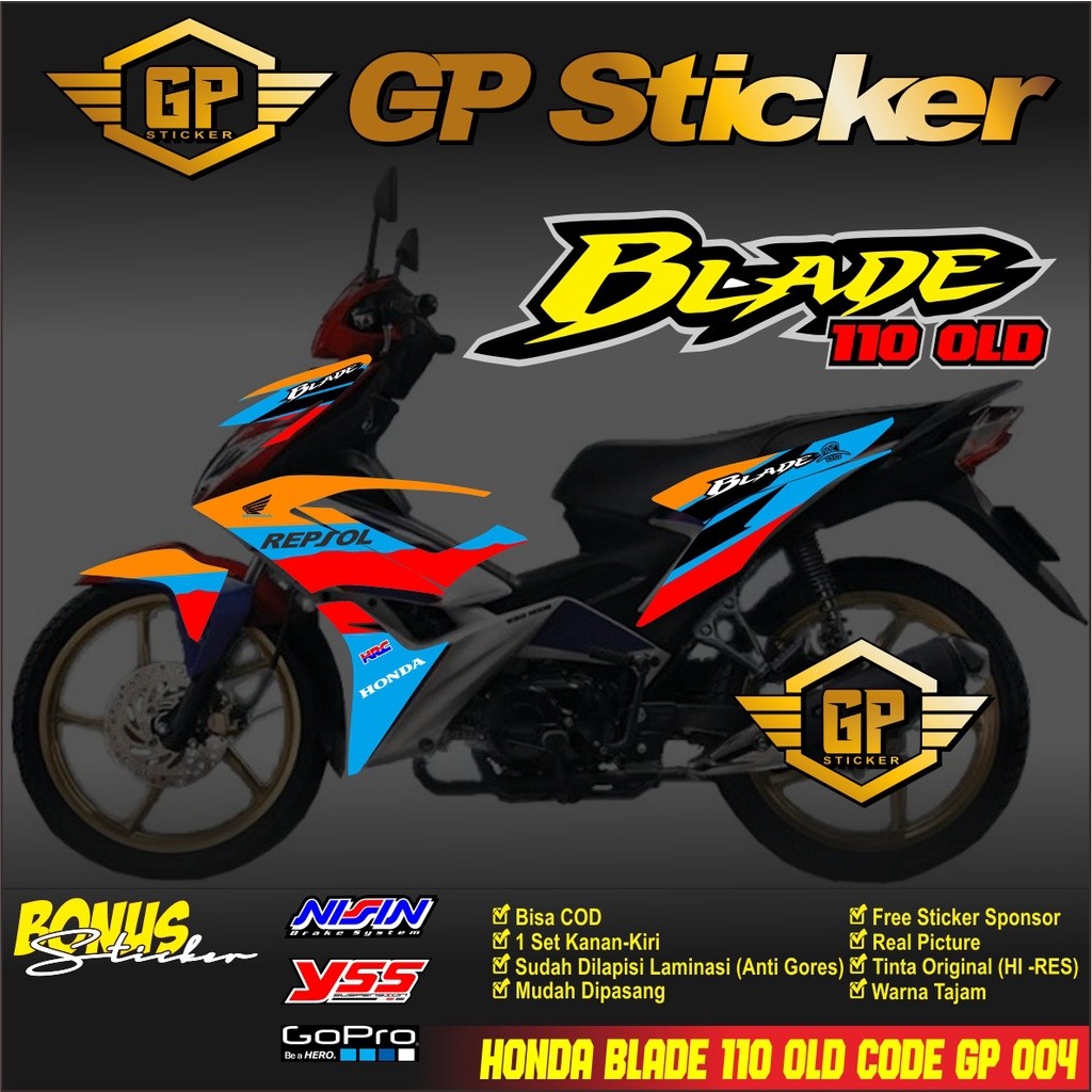 STIKER MOTOR HONDA BLADE 110 R OLD DECAL STRIPING VARIASI CUSTOM KEREN MURAH - STICKER STRIPING MOTO