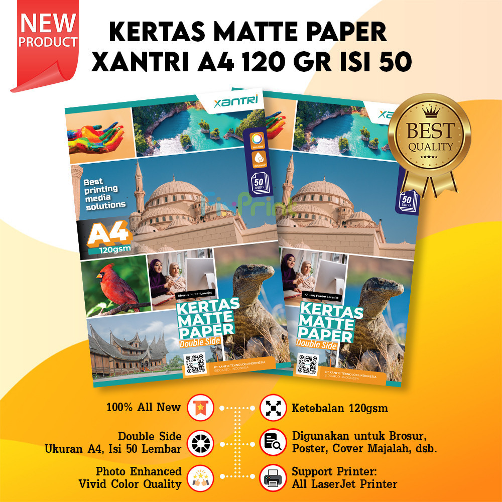 

Kertas Matte Double Side Premium A4 120 gsm 50 lb Photo Paper Mate Dof Ukuran A4 120gsm isi 50