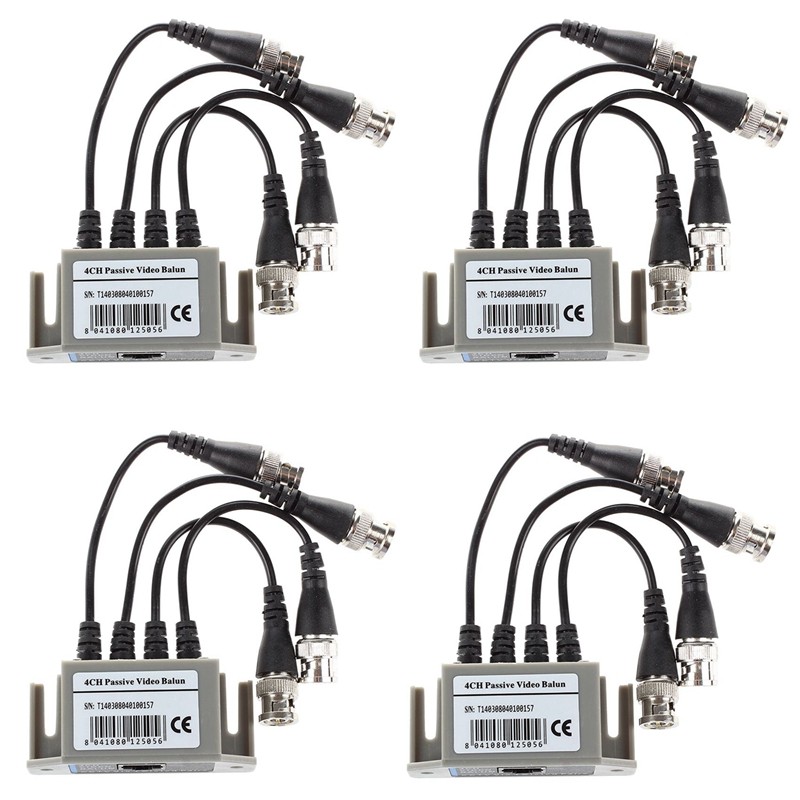 4X 4-Channel Video Balun BNC UTP CAT5 Transmitter For CCTV/ Surveillance Camera Trend