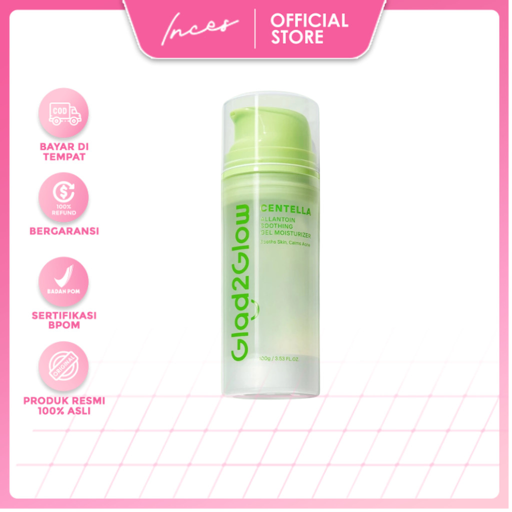 INCES - Glad2Glow Centella Soothing Moisturizer Gel Cica Pelembab Wajah 100g Oil-Control Hydrating M