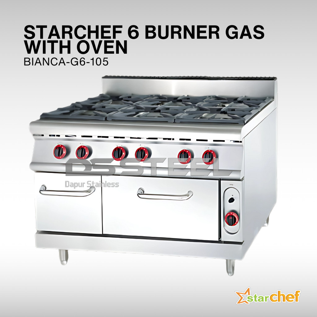 Starchef Gas open burner With Oven Bianca-G6-105 / Bianca 6 Burner
