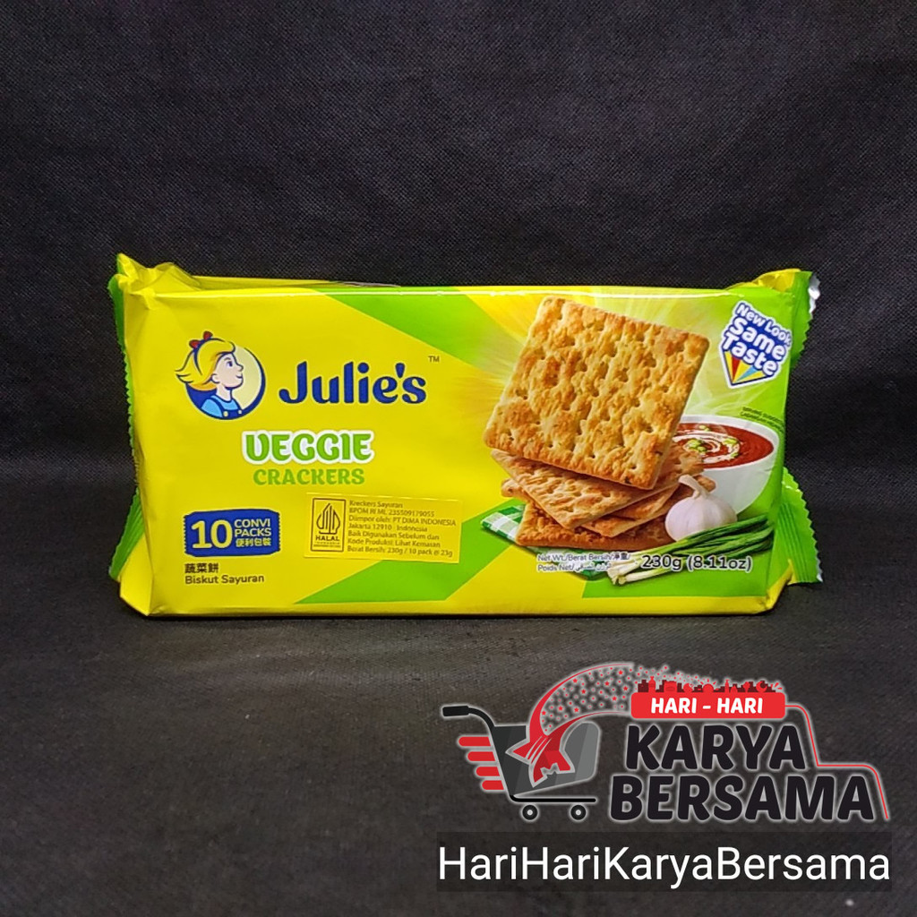 

MAKANAN RINGAN BISKUIT JULIES JULIE'S VEGGIE CRACKERS CONVI PACKS 10'S X 23GR