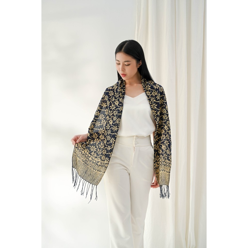 BATIK RATU - Scarf Batik Melati Tangkai - Blue | DNC