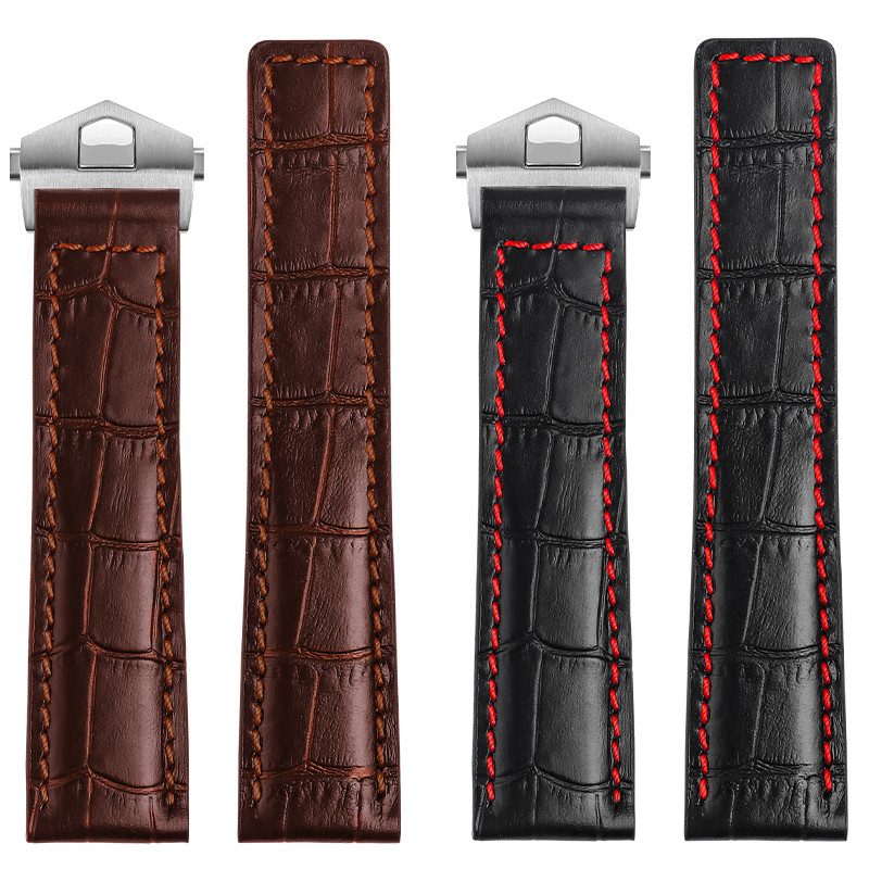 19mm 20mm 22mm Crocodile Grain Cowhide Leather Watchband for Heuer Strap Band Diving Male F1GULF Wat