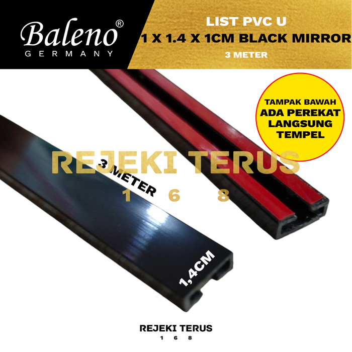 List PVC U 10 x 14 x 10 mm Black Mirror Baleno / Plat U List Edging Lis HITAM Kilap 1x1,4x1 cm