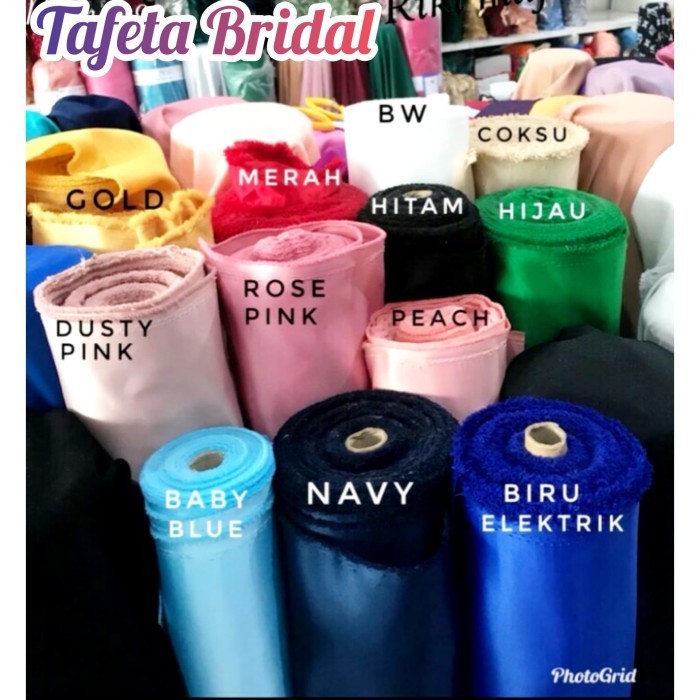 Kain tafeta bridal.Kain satin bridal.Bahan tafeta bridal.Bahan polos