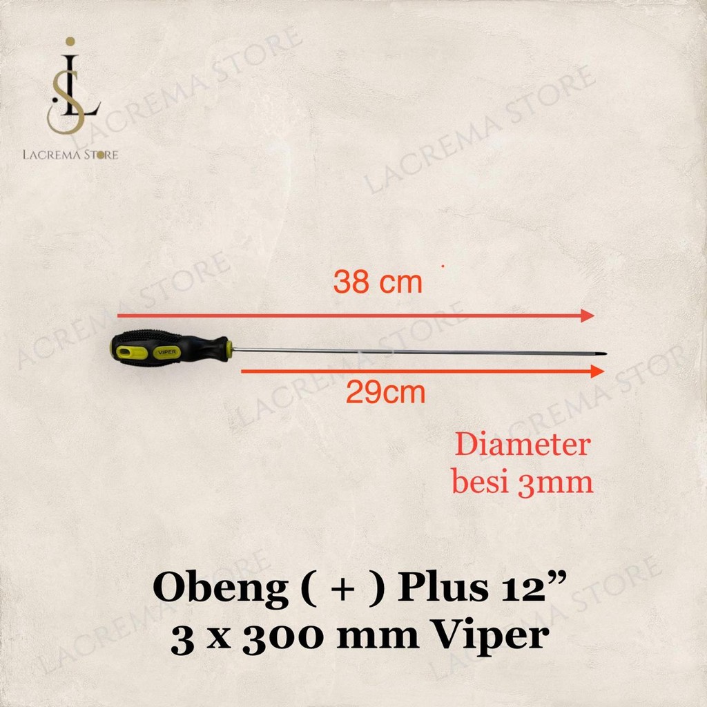 OBENG MAGNET PANJANG PLUS + GAGANG KARET 12INCH VP 30300