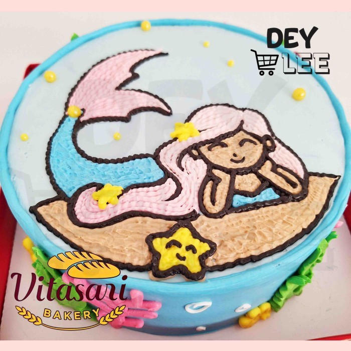 

VITASARI Mermaid Cake Bulat 20cm Kue Ulang Tahun Bandung