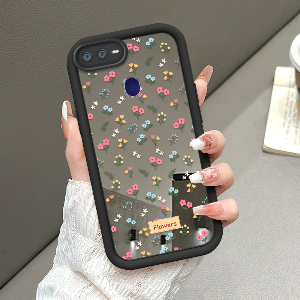 Casing Hp Untuk Realme 2 Pro U1  Mirror Phone Flower Pattern Soft Silicone Cermin Case Softcase Kesi