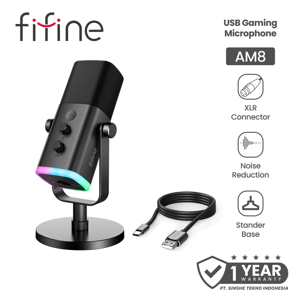 Fifine AM8 USB Microphone RGB for Live Recording Studio For PC Mic for Gaming Mic For Streaming