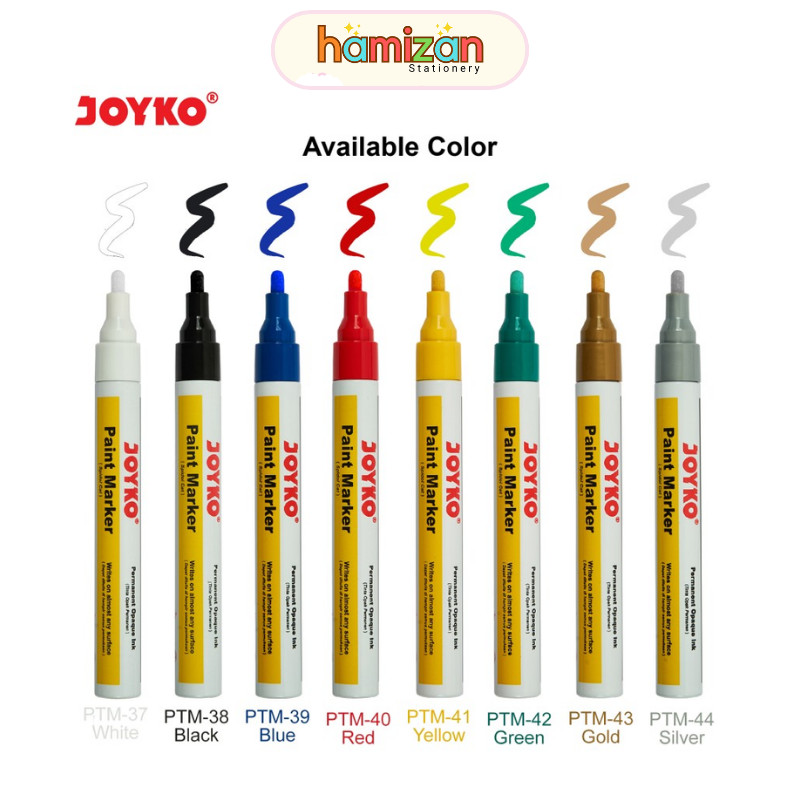 

(1 pcs) Spidol Cat Marker Putih Silver Emas / Paint Marker Spidol PTM-37 / 43 / 44 Premium / Joyko Paint Marker Color Spidol Cat Permanen Warna - PTM Joyko Murah Berkualitas
