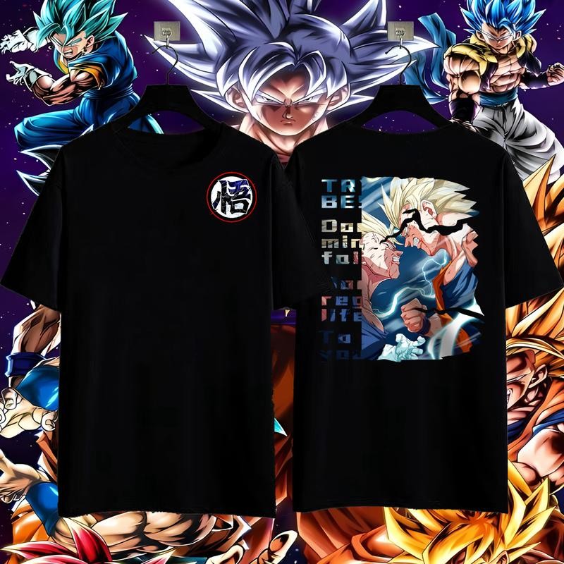 M & C kemeja kemeja priaclassic anime Dragon Ball dicetak T-shirt musim panas kasual Pria lengan pen