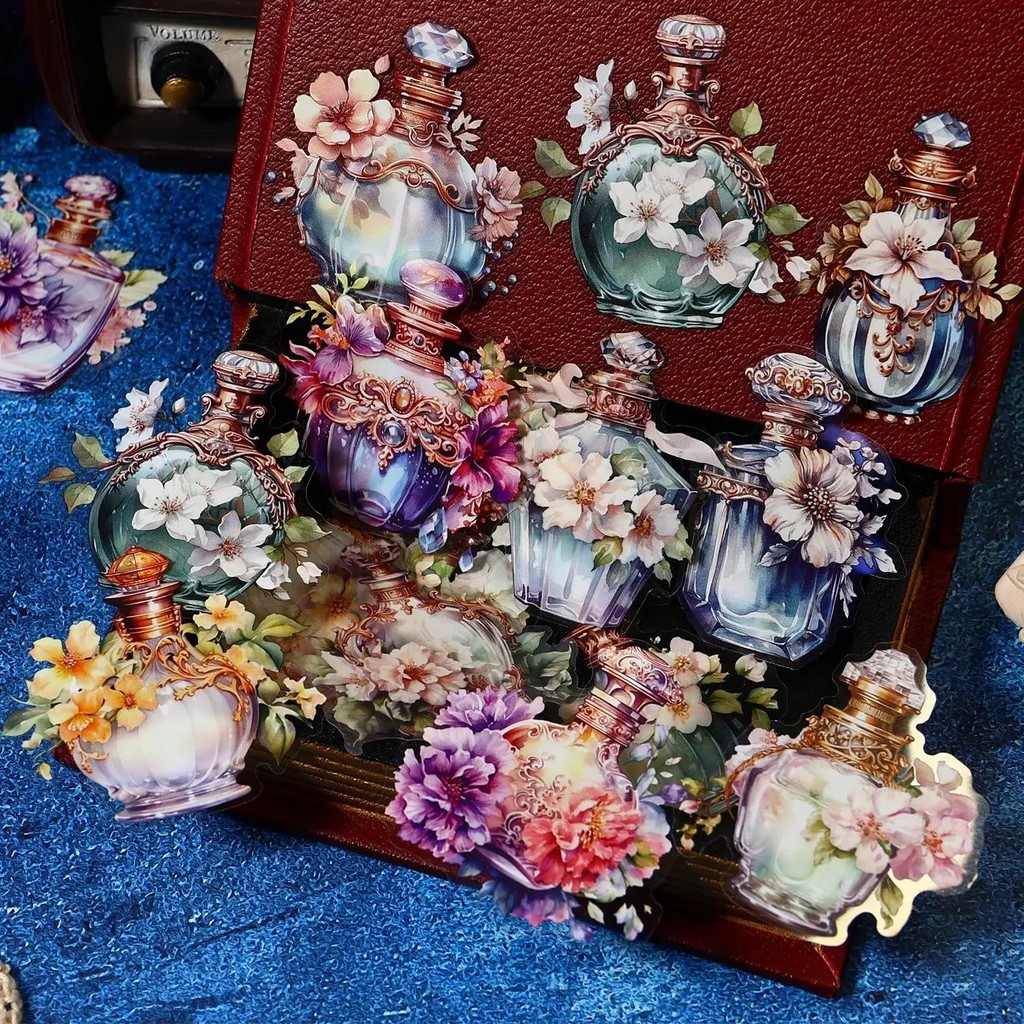 

Journamm 10pcs/pack Flowers Bottles PET Stickers DIY Scrapbooking Collage Junk Journal Planner Decor Stationery Craft Stickers