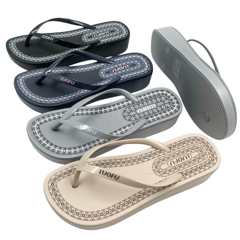 LUOFU Sandal Jepit Tatak Wajik Karet Wanita Import F2268-BRE08 (AY3)