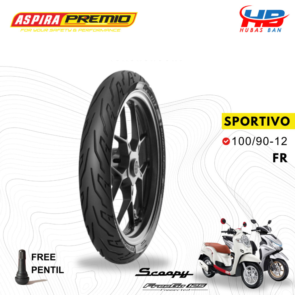Ban Scoopy Freego Aspira Premio Sportivo 100 90 Ring 12 Ban Depan Tubeless
