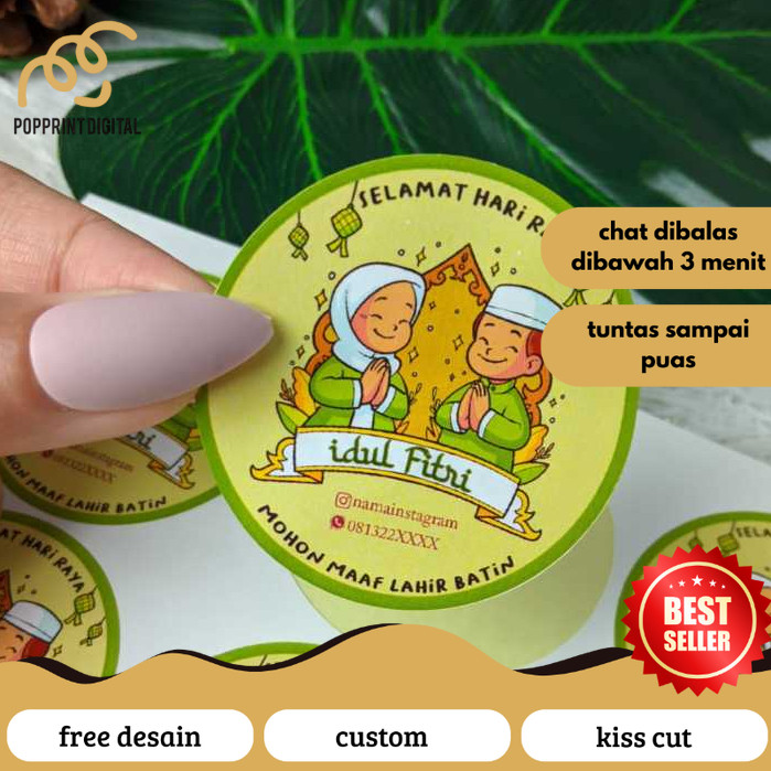 

PopPrints 5-8 Cetak Sticker Label Bulat Idul Fitri Stiker Lebaran Toples Label Kue Kering Cookies
