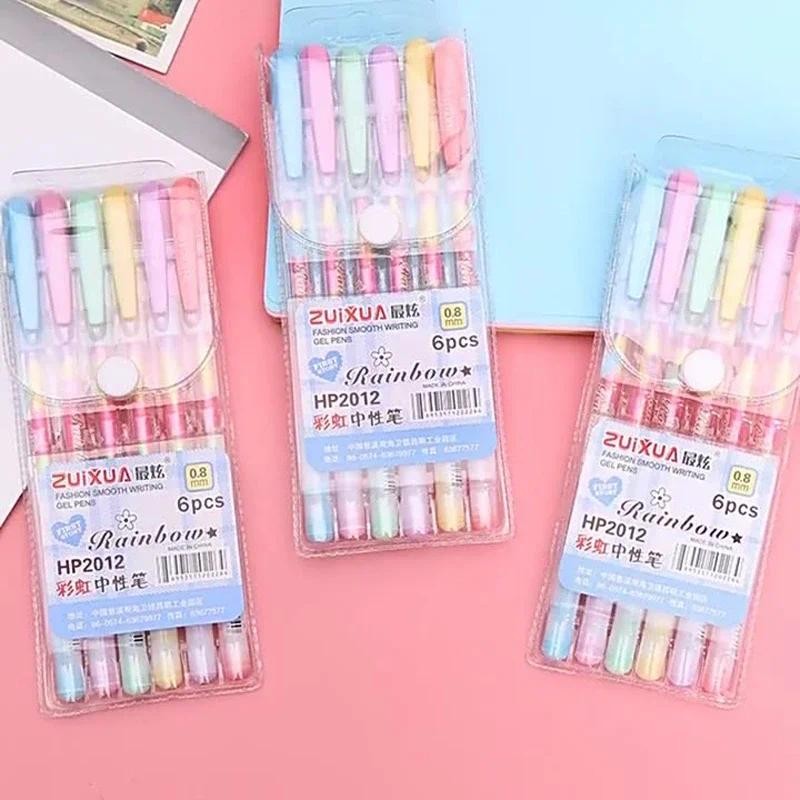 

Rainbow Highlighter 0.8mm Stationery Set Stationary Pens Cute Stationary Pens for School Back to School,6 in 1 Ombre Ink