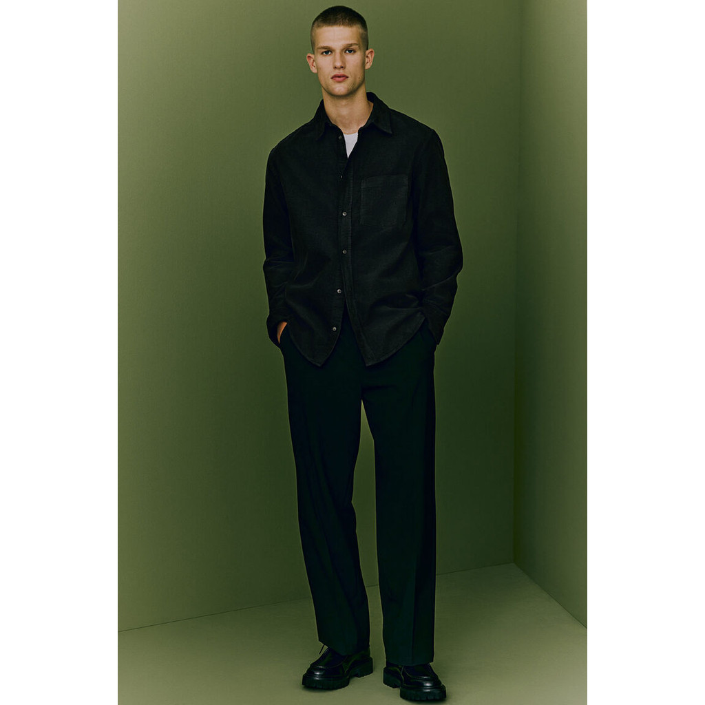 H&M Pria Regular Fit Corduroy Shirt