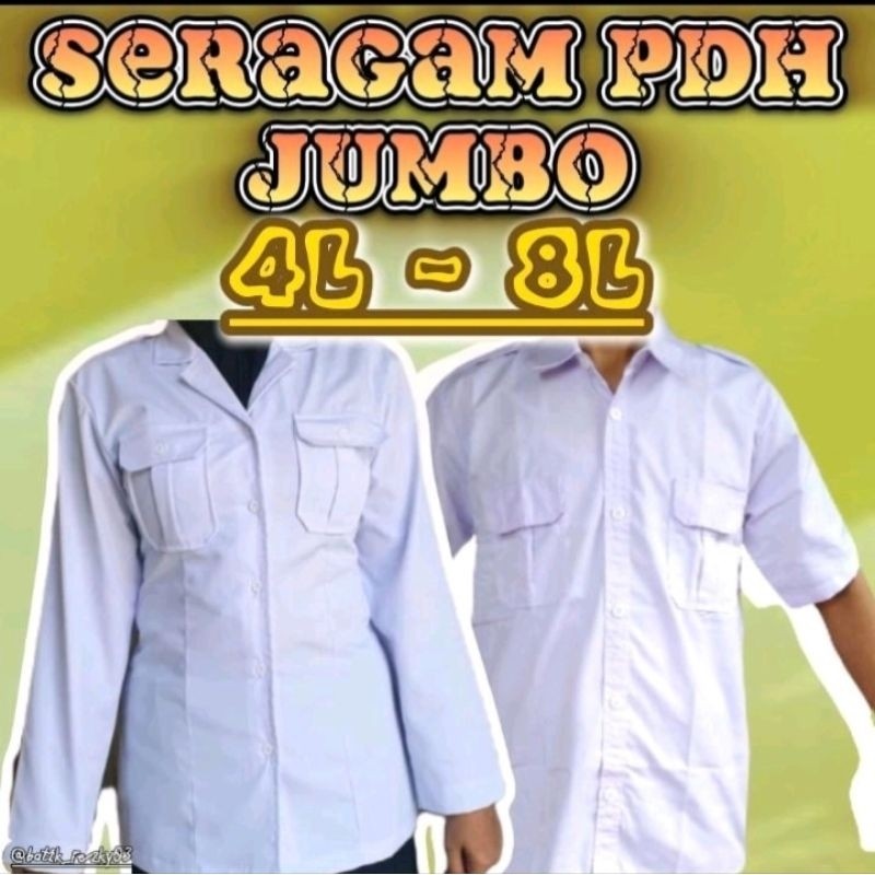 BAHAN PREMIUM / Kemeja PDH Putih Jumbo Pria Wanita | Seragam Kantor | Seragam PNS | Kemeja Dinas PNS