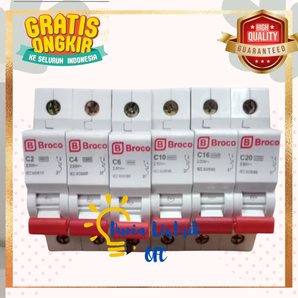 MCB 1P 6A 17306C Broco SNI MCB 6A Broco Original