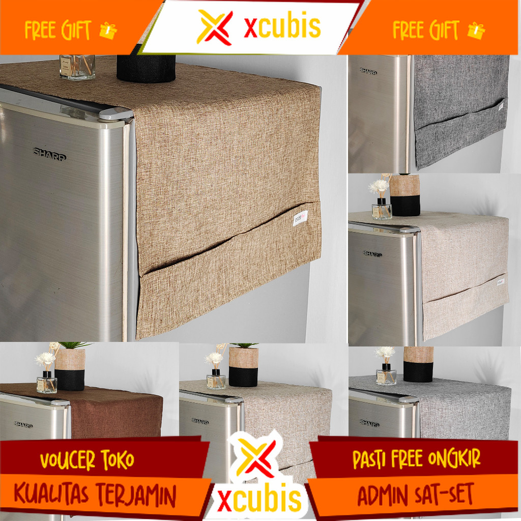 TUTUP KULKAS DENIM POLOS  /TUTUP KULKAS KAIN AESTHETIC / COVER KULKAS MINIMALIS  / TAPLAK KULKAS  / 