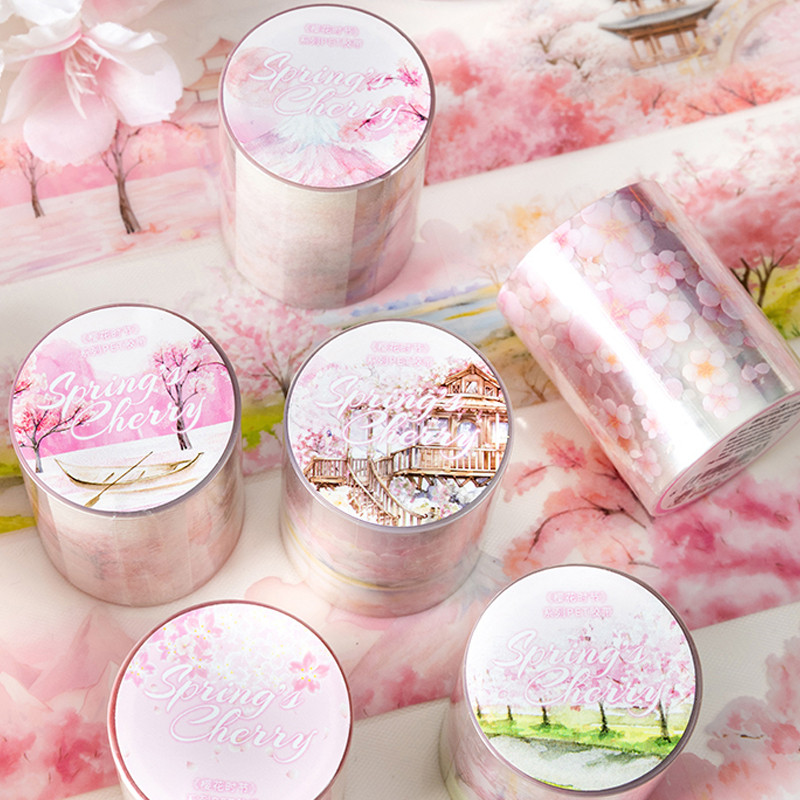

Mr. Paper, Cherry Blossom Season Series PET Landscape Tape, Decorative Scrapbook Notebook Phone Case Diary Aesthetic Stickers