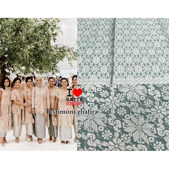 Songket mesin motif 5 warna abu pastel benang silver bahan kain tenun