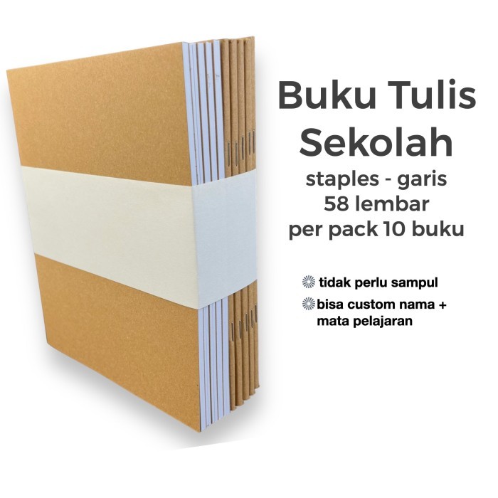

buku tulis sekolah 58 lembar paket 10 pcs tidak perlu sampul custom - cover polos