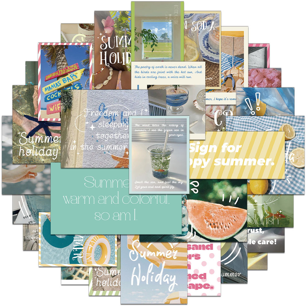 

30PCS Creative Summer Fresh Style Stickers Decorative Phone Cases Notebook DIY Waterproof Stickers