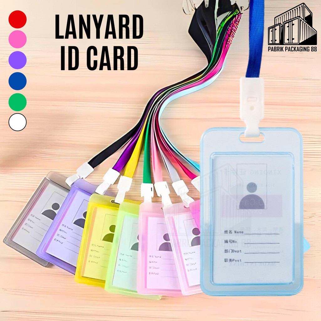 

Name Tag Lanyard Id Card Gantungan Kartu Nama Vertikal Horizontal Transparan Warna Warni Pelindung Tanda Pengenal Gantung Potrait Landscape Tali