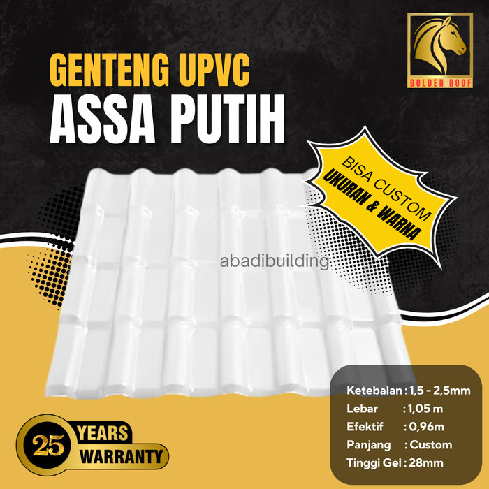 Atap Genteng UPVC ASSA Warna Putih - Setara Royal Roof dan dr Shield - Atap Kanopi Putih Atap Rumah 