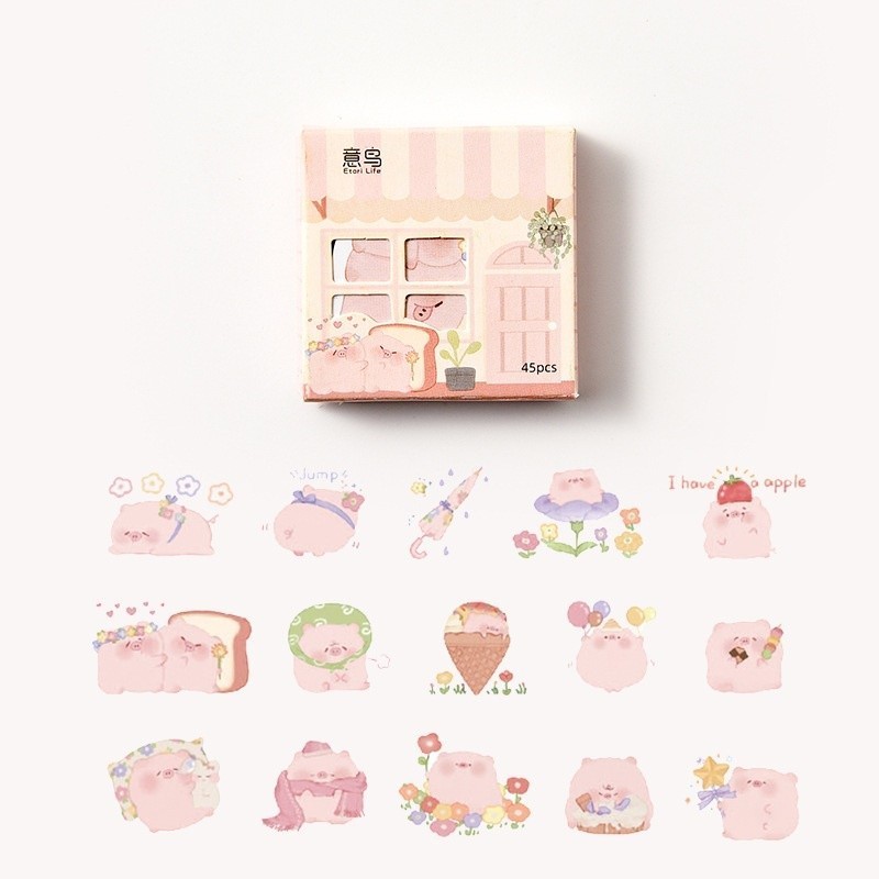 

MAOMAO - 45Pcs Stiker Karakter Hewan Untuk Diary Aesthetic Sticker Dekorasi Jurnal Scrapbook Stiker Set Home Series isi 45 Pcs Cute