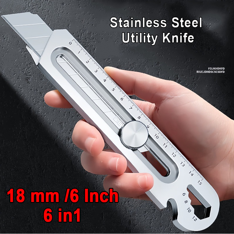 

Ag Stainless Steel 6in1 Pisau Cutter 18mm Multifungsi Cutter Pisau Baja Besar Pisau Set Cutter Pisau