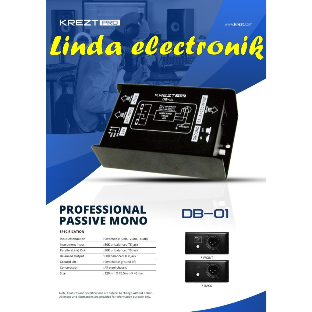 Direct Box KREZT PRO DB-01 Passive Mono DI BOX Pasif
