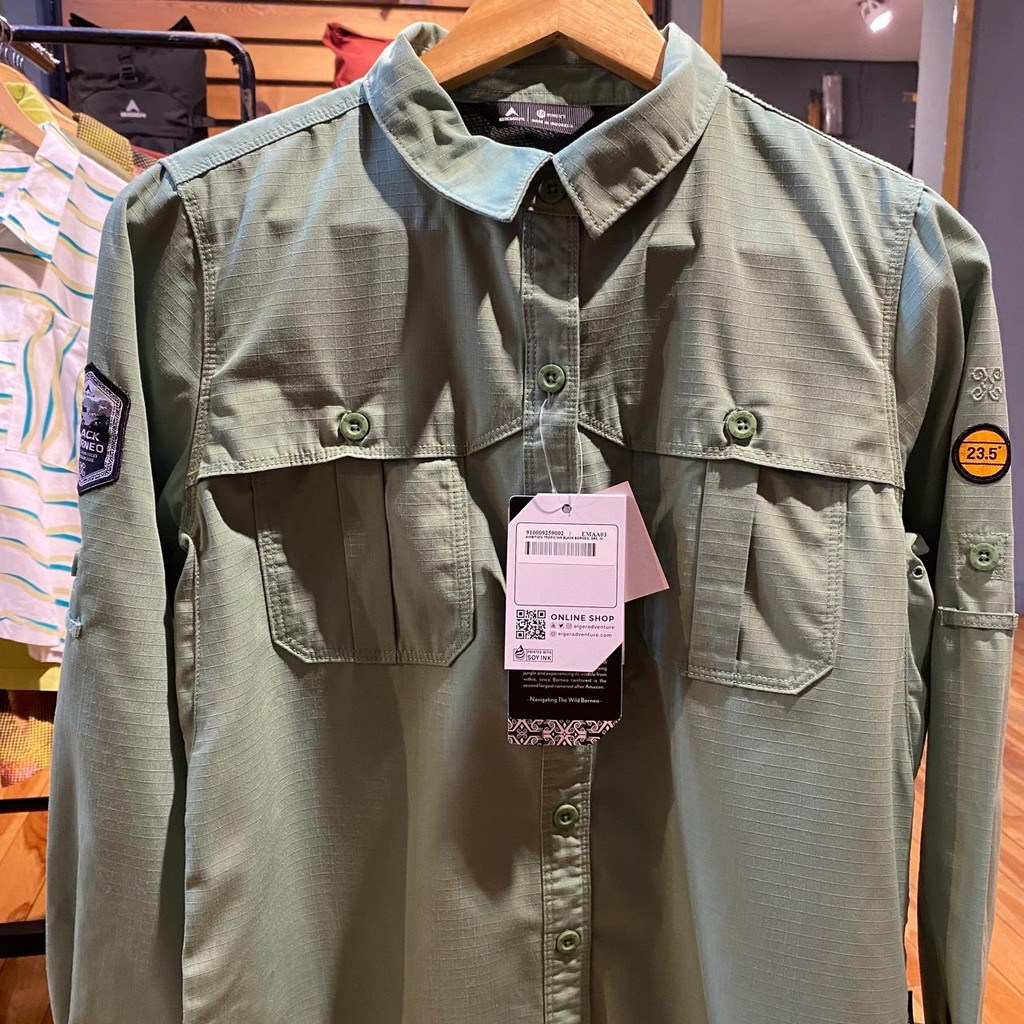 KEMEJA PANJANG WANITA AMBITION TROPIC WS BLACK BORNEO - GREEN