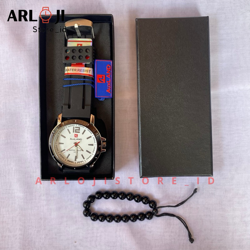 Jam Tangan Pria Tali karet Original Auxland Free Box dan Gelang - Arloid