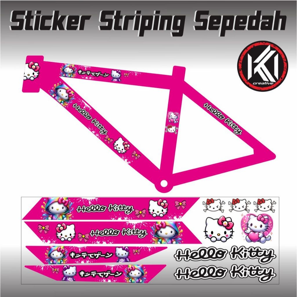 BISA COD STICKER STRIPING SEPEDAH ANAK NEW VARIASI HELLO KITTY NEW MOTIP