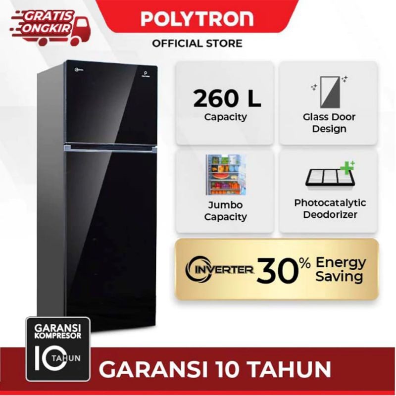 Kulkas 2 Pintu POLYTRON Inverter 260 Liter PRW-29 VX