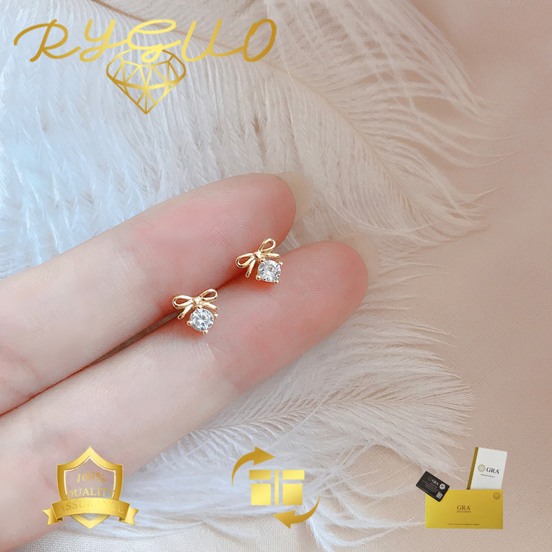 RYGUO Anting Moissanite Wanita Perhiasan Pita Grosir