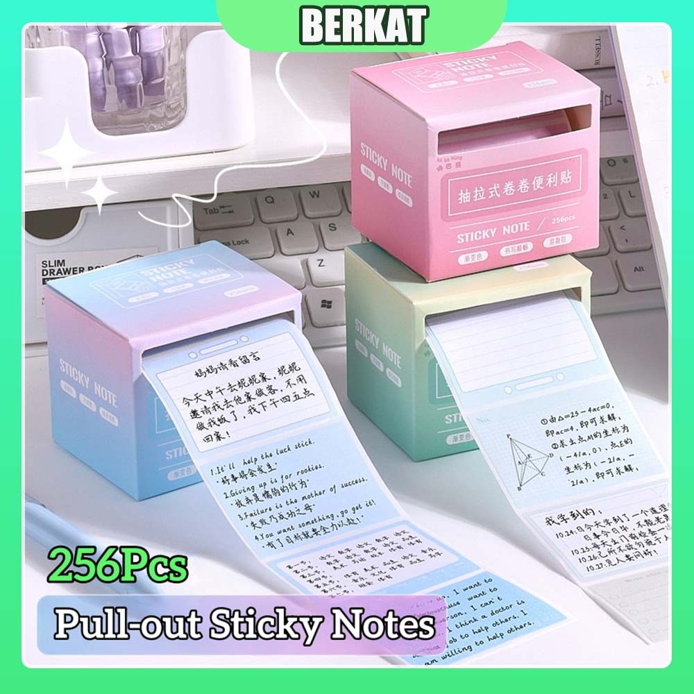 

256Pcs Creative Gradient Color Pull-out Sticky Notes / Sticky Notes Sticker Pull Out Paper Roll Aesthetic / DIY Notebook Decoration Material