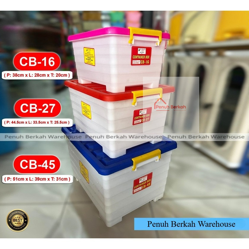 CONTAINER BOX 16 / 27 & 45 LITER / CONTAINER BOX PLASTIK DENGAN RODA / BOX SERBAGUNA