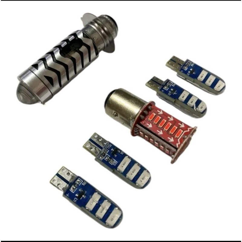 Paet hemat 6 in 1 Bohlamp utama H6 laser senja biru + 4pcs sen jelly kedip + stoplamp 30led runing D