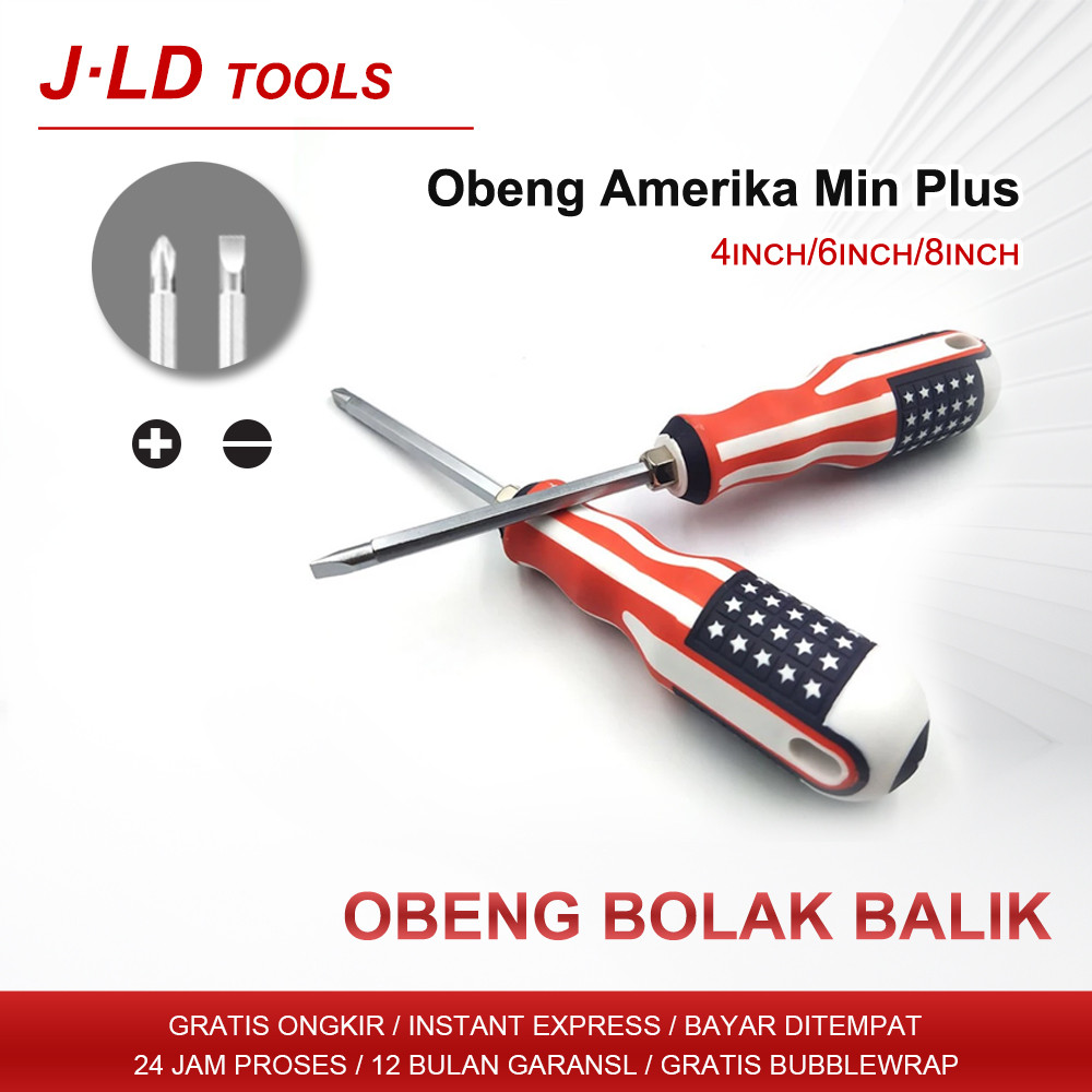 

JLD Obeng bolak balik Obeng Magnet panjang 4-8INCH Obeng Amerika 2in1 Screwdriver Flathead /Phillips