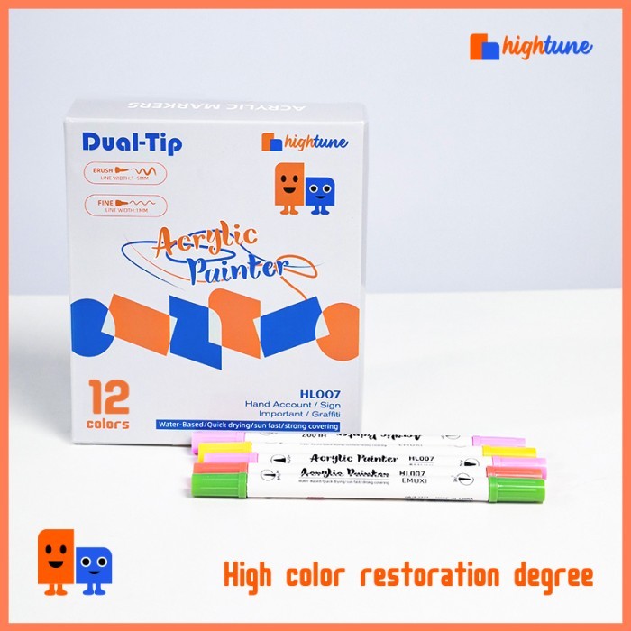 

HIGHTUNE Acrylic Marker Dual Head Watercolor Drawing Pen 12/24/36/48 Quick-drying Spidol Akrilik - 12 Warna